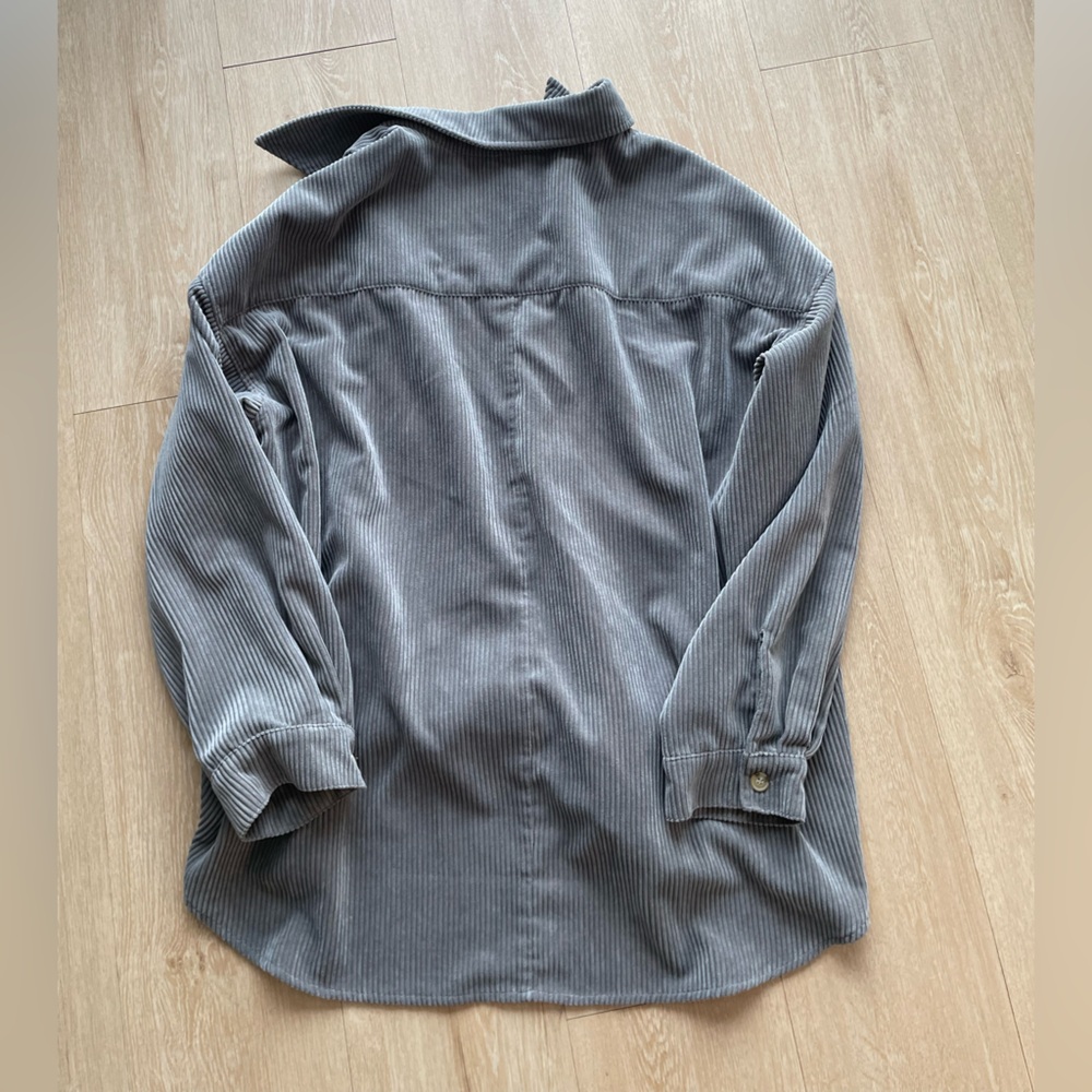 Gray Corduroy Button-Up Shirt - Picture 2 of 2